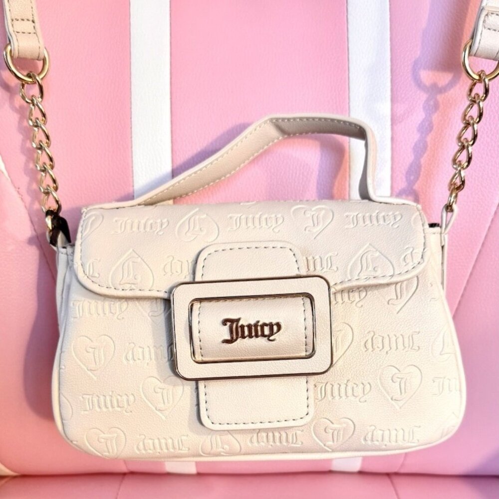Juicy Couture J Heart Angel Made You Look Fashion Flap Crossbody Bag Crème Color